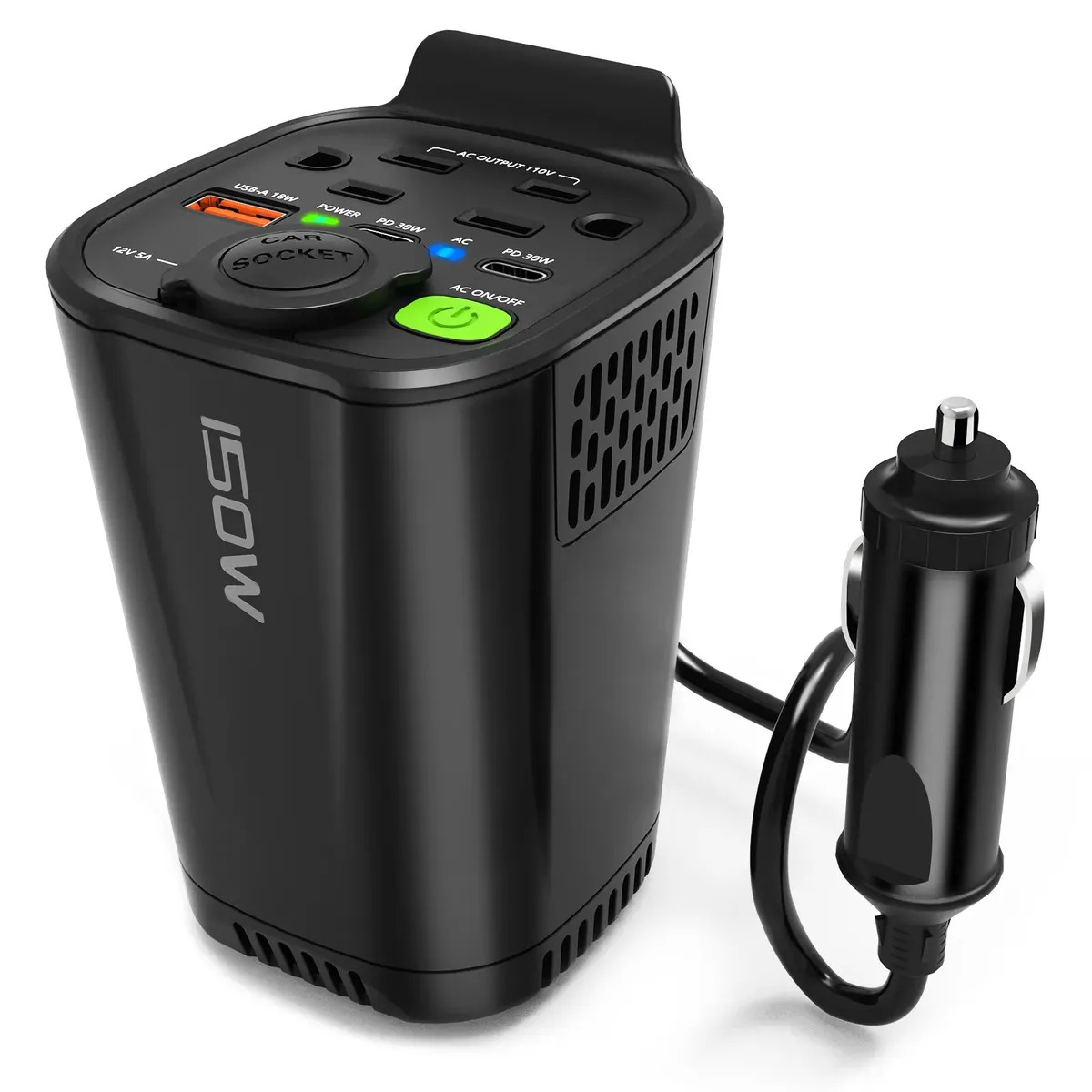 Giecy Inversor De Corriente Portátil Para Auto De 150w 12v A 110v