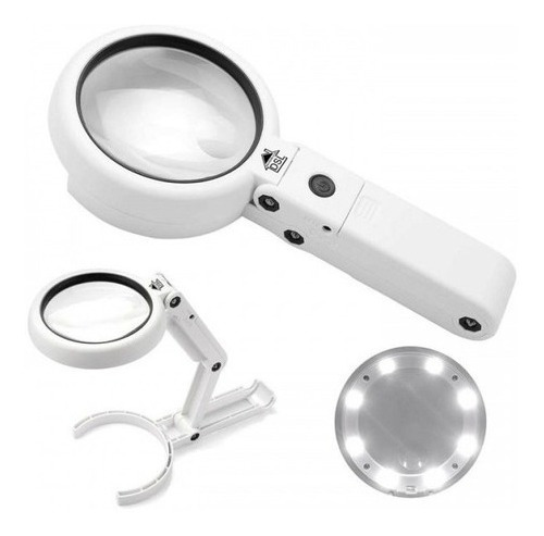 Lupa circular de mano y luz LED portátil LED de mesa con aumento de 11x