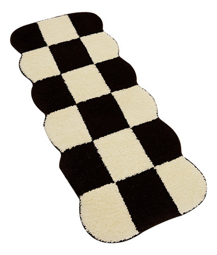 Alfombra Runner Mat Con Estampado De Cuadros Blancos Y Negro