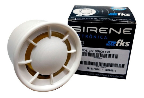 Sirene 12 Volts Branca Pequena Alarmes Residenciais Fks