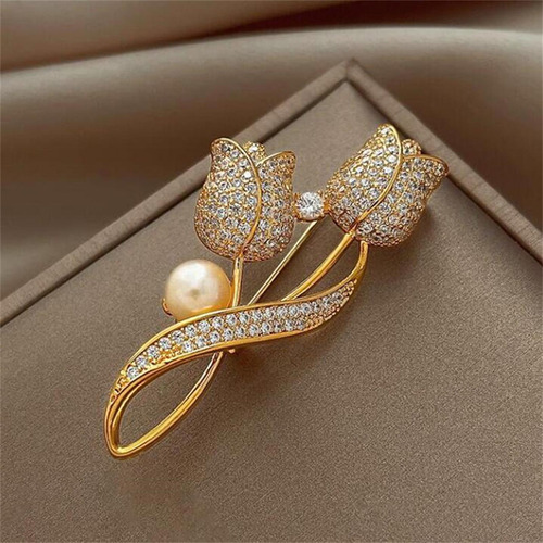 2 Broches De Diamantes De Imitación, Broche De Tulipán,