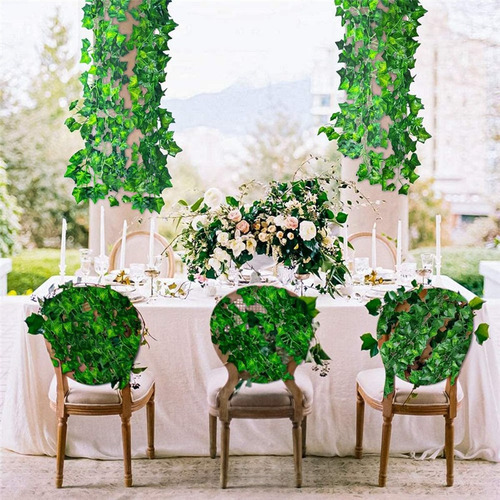 12 Tiras Plantas Artificiales Begonia Hiedra 2.4m² Decoració