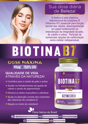 Biotina B7 Cabelo Pele Unha 150% Idr 60 Caps Frutas