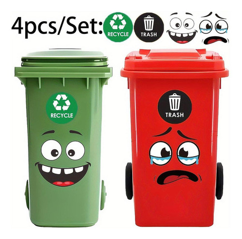 4 Piezas De Basura De Basura Calcomanías Basura Y Reciclaje