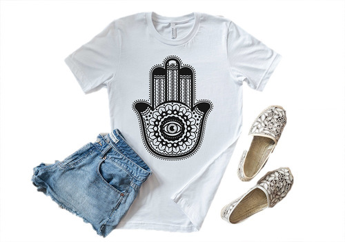 Remera Dama Mujer Moda Fantasy Boho Hippie Mano Hamsa #32