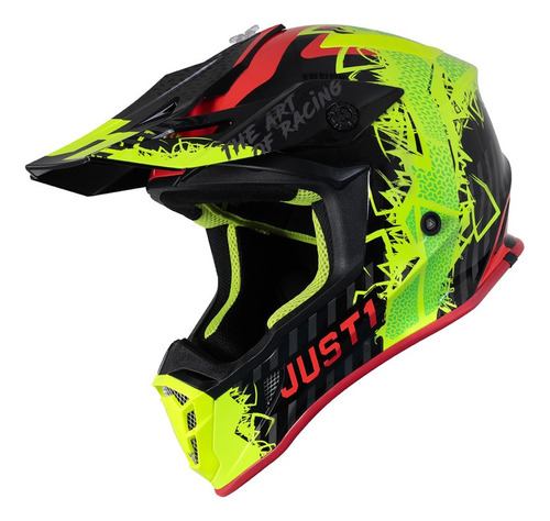 Capacete Just1 One J-38 Mask Fluo Yellow/red/black Gloss