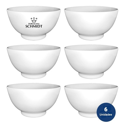 Set Juego X 6 Bowl Tazon Ensaladera Porcelana Schmidt 20 Cm