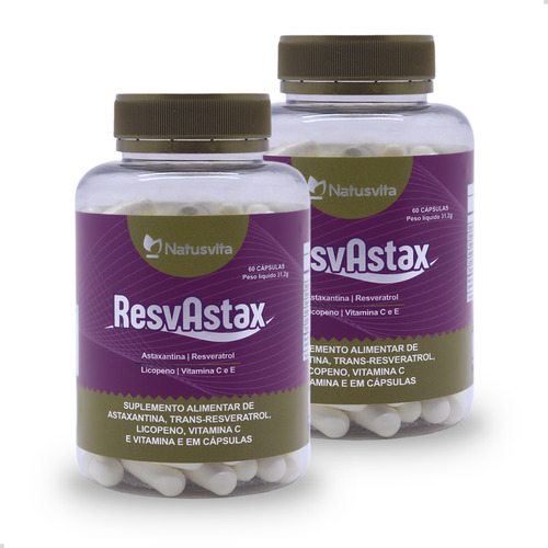 Resvastax. Trans-resveratrol Astaxantina Licopeno. Kit 2 Und Sabor Sem Sabor