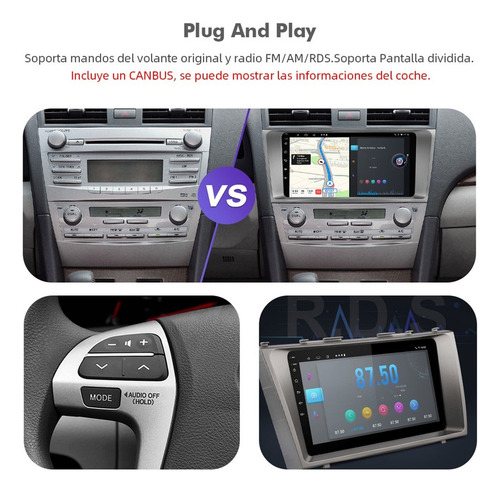 Estéreo 6+128 G 4g Para Toyota Camry 2006-2011 Rds Qled Gps.