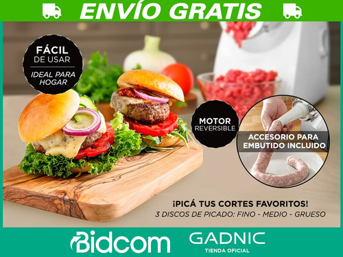 Imagen 3 de 10 de Picadora Carne Electrica Alta Potencia + Accesorio Chorizos