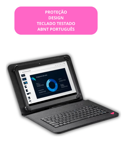 Capa C/ Teclado + Mouse Bluetooth P/ Tablet S6 Lite Sm-p625