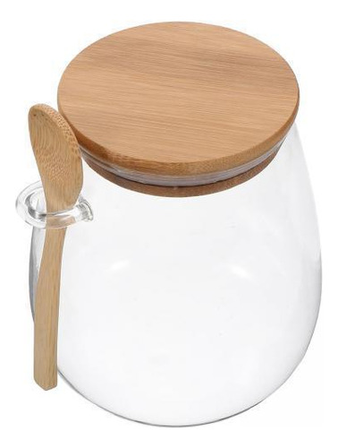4 Recipientes De Vidrio Con Cuchara, Bote De 600ml