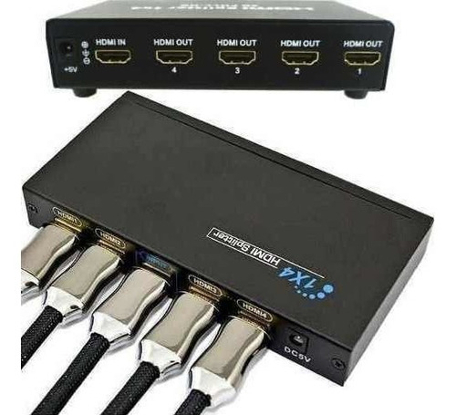 Splitter Hdmi 1x4 Divisor 4 Portas P/ Ps3 Xbox Sky Net Hd