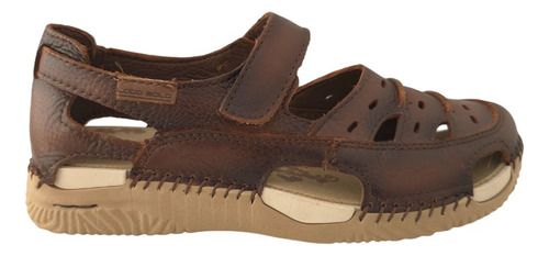 Sandalias Mujer Velcro Confort Lobo Solo 1766 Piel Café