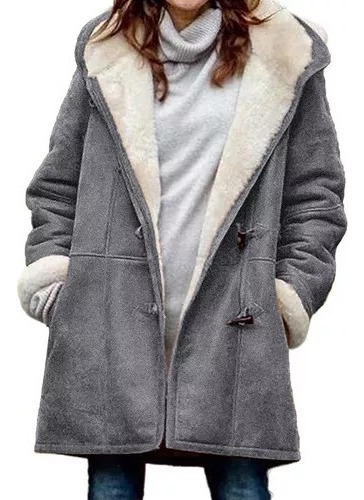 Chaqueta Polar Casual Con Capucha De Talla Grande Para Mujer
