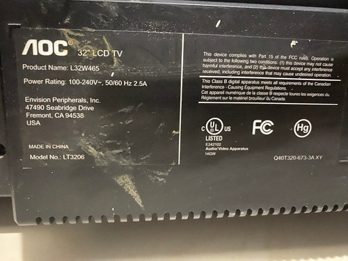 Imagen 4 de 4 de Tv Marca Aoc. Lcd 32. Perfecto Estado 100% Funcional