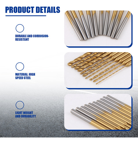 Juego De Brocas Microhelicoidales, 10 Brocas Pequeñas De 0,6