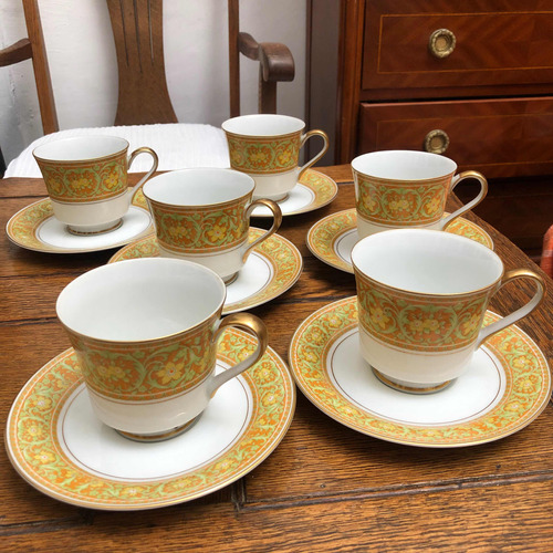 Juego 6 Tazas De Té Porcelana Japonesa Mikasa Flores Y Oro