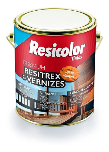 Barniz Resitrex Color Castanho 3,6 Lt - Castro