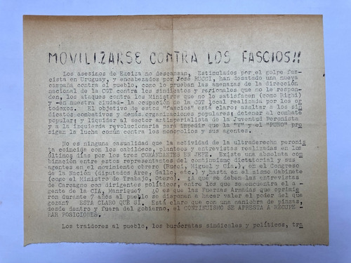 Volante Callejero De Vanguardia Comunista. Córdoba 1973.