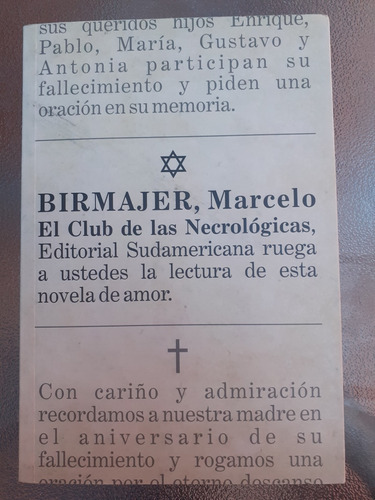 Birmager Marcelo .el Club De Las Necrológicas. 