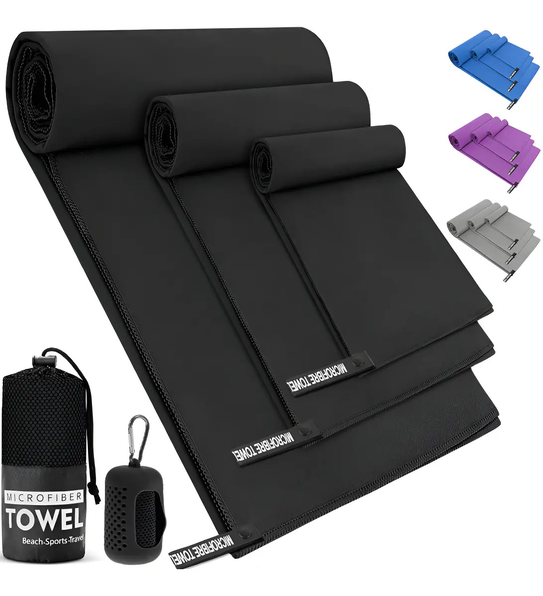 Imagen de Toalla Microfibra Lonk Secado Rápido 4 Natación Gimnasio Negro