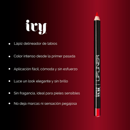 Lapiz Delineador De Labios Mate Larga Duracion Ivy Cherry