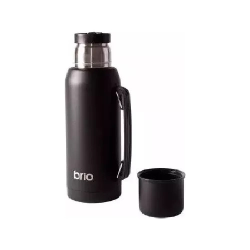 Termo 1 Litro Acero Inox Brio Con Tapón Cebador Color Negro 