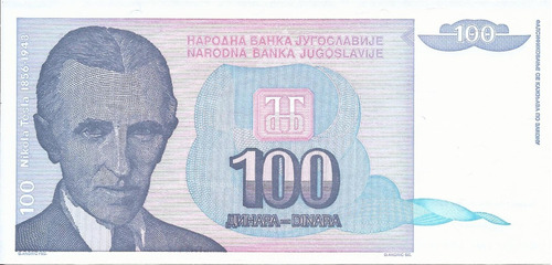 Yugoslavia 100 Dinares 1992
