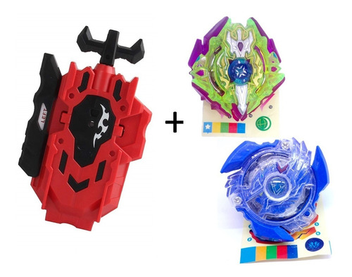 Kit 2 Beyblade Burst Lucha Bey Bley Batalla Y 1 Lanzador