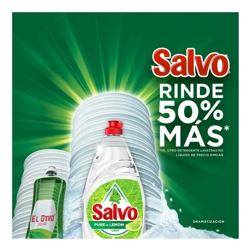 2 Pzs Lavatrastes Líquido Salvo Pure & Lemon 1.2 L