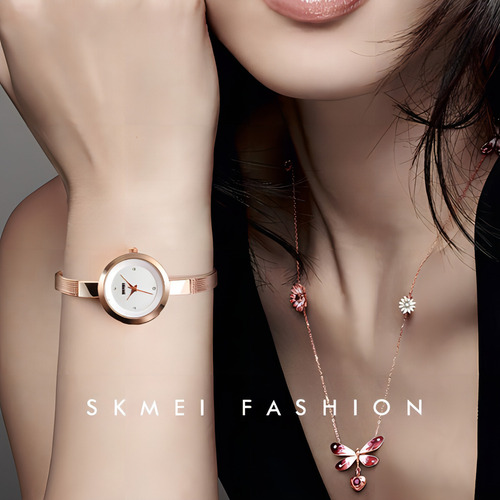 Relojes De Cuarzo Impermeables De Acero Inoxidable Skmei Par Color De La Correa Rose