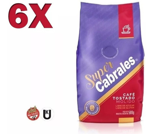6x Cafe Molido Super Cabrales 500gr 3kg Tostado