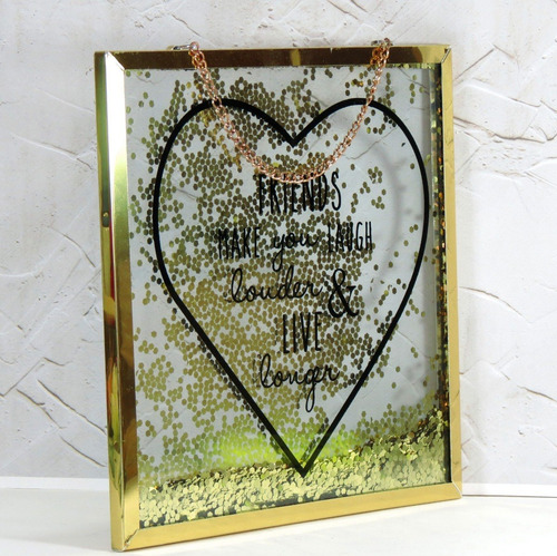 Placa Decorativa Vidro Glitter 20x20 Friends Amigos Coração