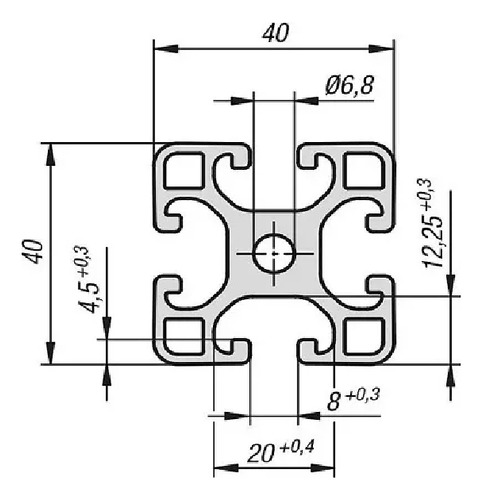 Perfil Aluminio 40 X 40 R8 1.5 Mts Cortes Gratis