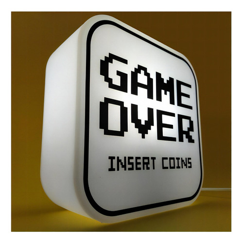 Luminária Abajur Game Over - Gamer Geek Mesa Parede Decorfun