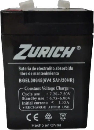 Imagen 4 de 10 de Bateria De Gel Recargable 6v 4.5ah Universal Auto Electrico