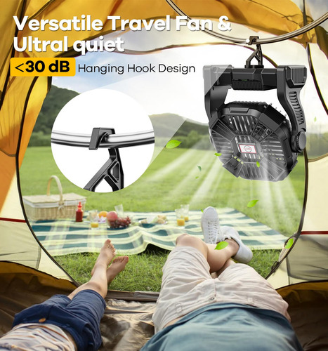 Z- Ventilador De Camping , 10400 Mah, Con Linterna Led,