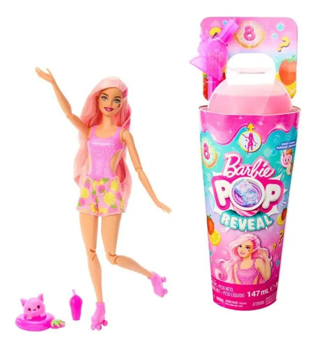 Boneca Barbie Pop Reveal Frutas 8 Surpresas - Morango Mattel