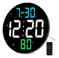Comprar Relógio Digital Parede Led Controle Cozinha Sala Escritório Estrutura Preto Fundo Preto