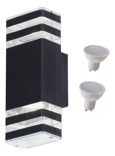 Aplique Pared Exterior Bidireccional Aluminio + Dicroica Led