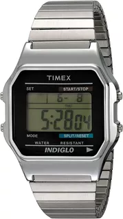 Reloj Hombre Timex Con Luz Indiglo 34 Mm 3 Atm T785829j Correa Plateado Bisel Plateado Fondo Gris