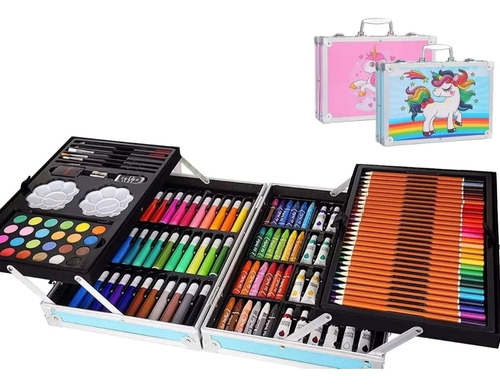 Kit De Lápices De Dibujo Marcadores Plumones Punta 145 Pcs Color Azul