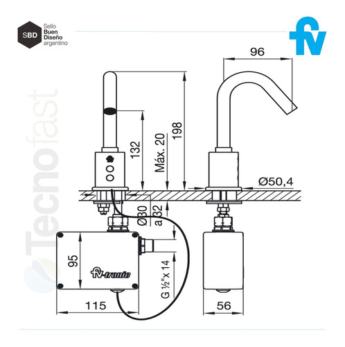 Griferia Fv Tronic Automatico Electronico 0363.04p