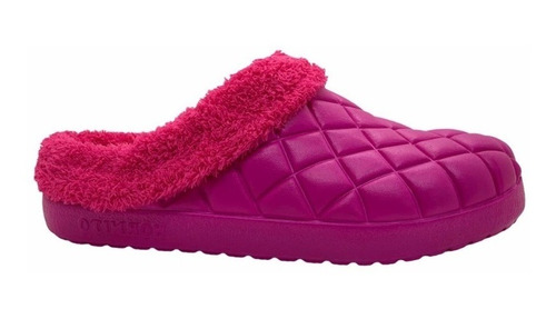 Pantufla Zueco Hornito Fucsia Corderito Mujer Faraon