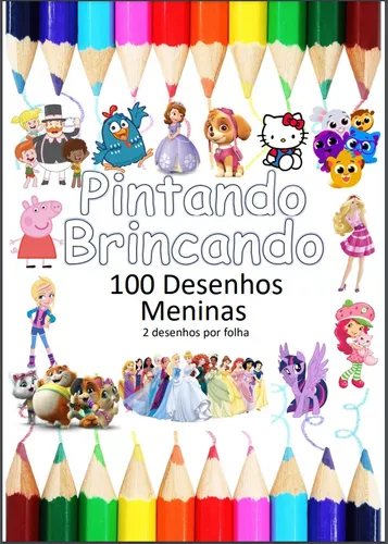 Kit 100 Desenhos Para Pintar E Colorir - Tema Meninas - Folha A4 ! 2 Por  Folha! - #0017