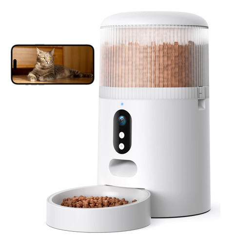Alimentador Automático Para Gatos Faroro Com Câmera De Vídeo