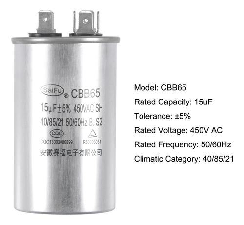 Condensador Cbb65 15uf 15mfd 450v Ac