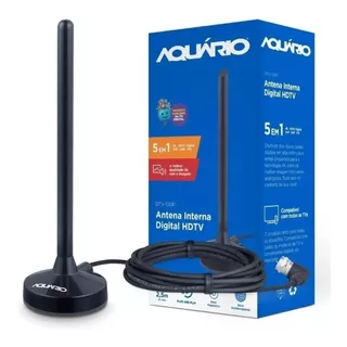 Antena Digital Aquário 5 Em 1 Vhf Uhf Fm Hdtv 4k - Dtv100p