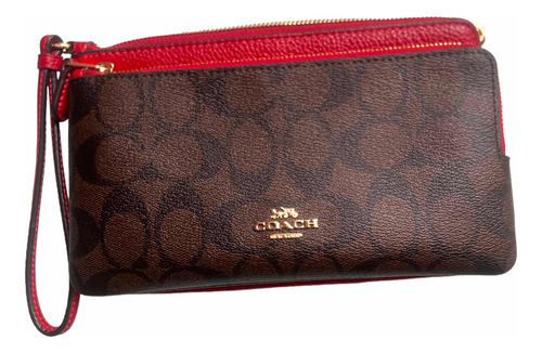 Wristlet Cartera Mujer Coach Doble Cierre Original C5576